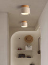 Vintage Wabi-Sabi Style Yellow Travertine Ceiling Lamp