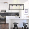 American retro rectangular iron glass restaurant chandelier