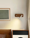 Solid wood rotatable bedroom bedside wall lamp