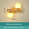 Solid wood double head bedroom wall lamp