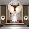 Solid wood cow head aisle wall lamp