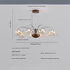 French mid-century style walnut grain glass living room chandelier