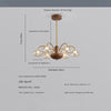 French mid-century style walnut grain glass living room chandelier