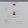 French mid-century style walnut grain glass living room chandelier