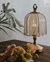 American retro living room art etched glass table lamp
