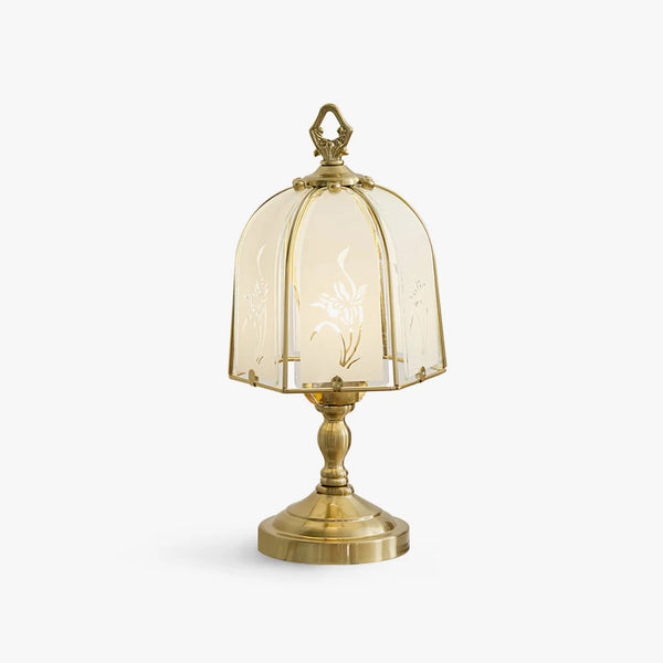 American retro living room art etched glass table lamp