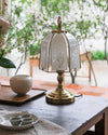 American retro living room art etched glass table lamp