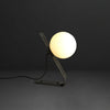 Industrial style desk, brass stand glass table lamp