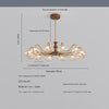 French mid-century style walnut grain glass living room chandelier