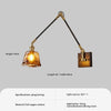 Medieval Wabi-sabi style brass retro glass bedroom bedside adjustable dining room living room decorative wall lamp