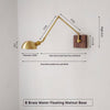 Industrial style vintage brass walnut long arm telescopic with switch bedroom bedside wall lamp