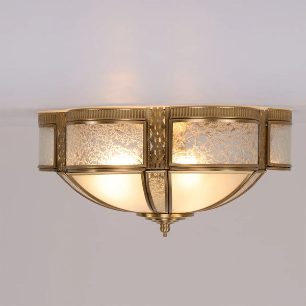 Bedroom vintage brass glass ceiling lamp