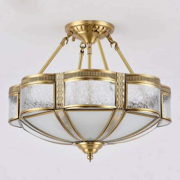 Bedroom vintage brass glass ceiling lamp