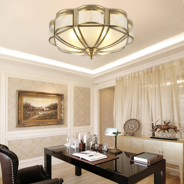 Bedroom vintage brass glass ceiling lamp
