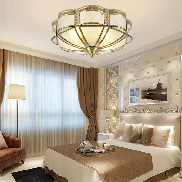 Bedroom vintage brass glass ceiling lamp
