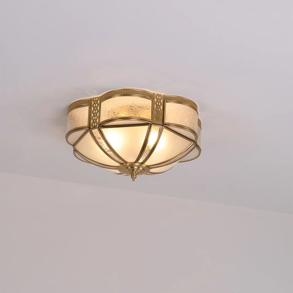 Bedroom vintage brass glass ceiling lamp