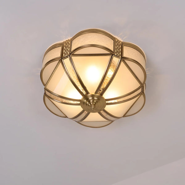 Bedroom vintage brass glass ceiling lamp