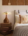 Bedroom wood glass creative table lamp