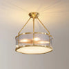 Brass Glass Bedroom Half Ceiling Light