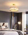 Brass Glass Bedroom Half Ceiling Light