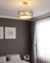 Brass Glass Bedroom Half Ceiling Light