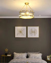 Brass Glass Bedroom Half Ceiling Light
