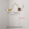 Industrial style vintage brass walnut long arm telescopic with switch bedroom bedside wall lamp