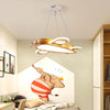 Cartoon Airplane Pendant Light, Log/Walnut