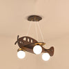 Child Airplane Pendant Lamp , Log/Walnut