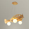 Child Airplane Pendant Lamp , Log/Walnut