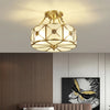 Copper bedroom semi-hanging ceiling lamp