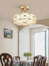 Copper bedroom semi-hanging ceiling lamp