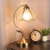 French retro bedroom brass glass petal table lamp