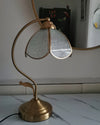 French retro bedroom brass glass petal table lamp