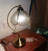 French retro bedroom brass glass petal table lamp