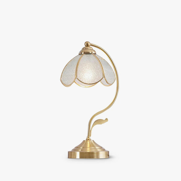French retro bedroom brass glass petal table lamp