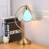 French retro bedroom brass glass petal table lamp