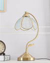 French retro bedroom brass glass petal table lamp