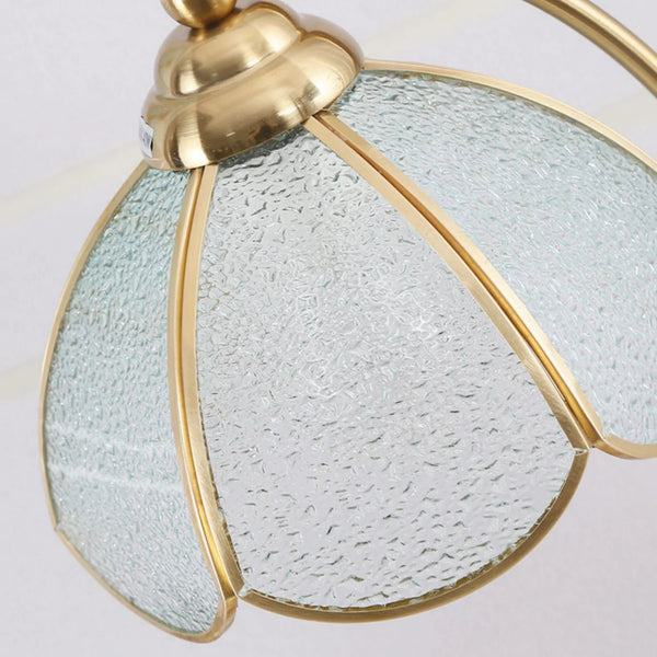 French retro bedroom brass glass petal table lamp