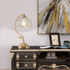 French retro bedroom brass glass petal table lamp