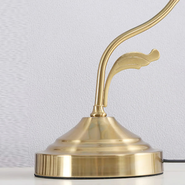 French retro bedroom brass glass petal table lamp