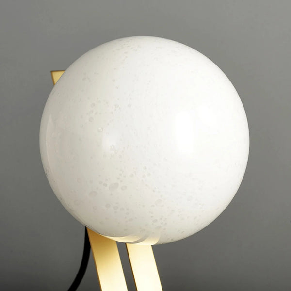 Industrial style desk, brass stand glass table lamp
