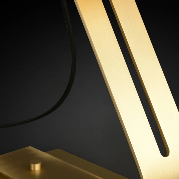 Industrial style desk, brass stand glass table lamp
