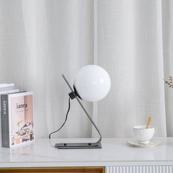Industrial style desk, brass stand glass table lamp