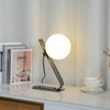 Industrial style desk, brass stand glass table lamp