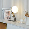 Industrial style desk, brass stand glass table lamp