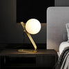 Industrial style desk, brass stand glass table lamp