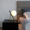 Industrial style desk, brass stand glass table lamp