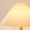 Japanese log style bedroom, pleated lampshade wooden table lamp