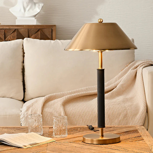 Light luxury bedroom metal leather texture table lamp